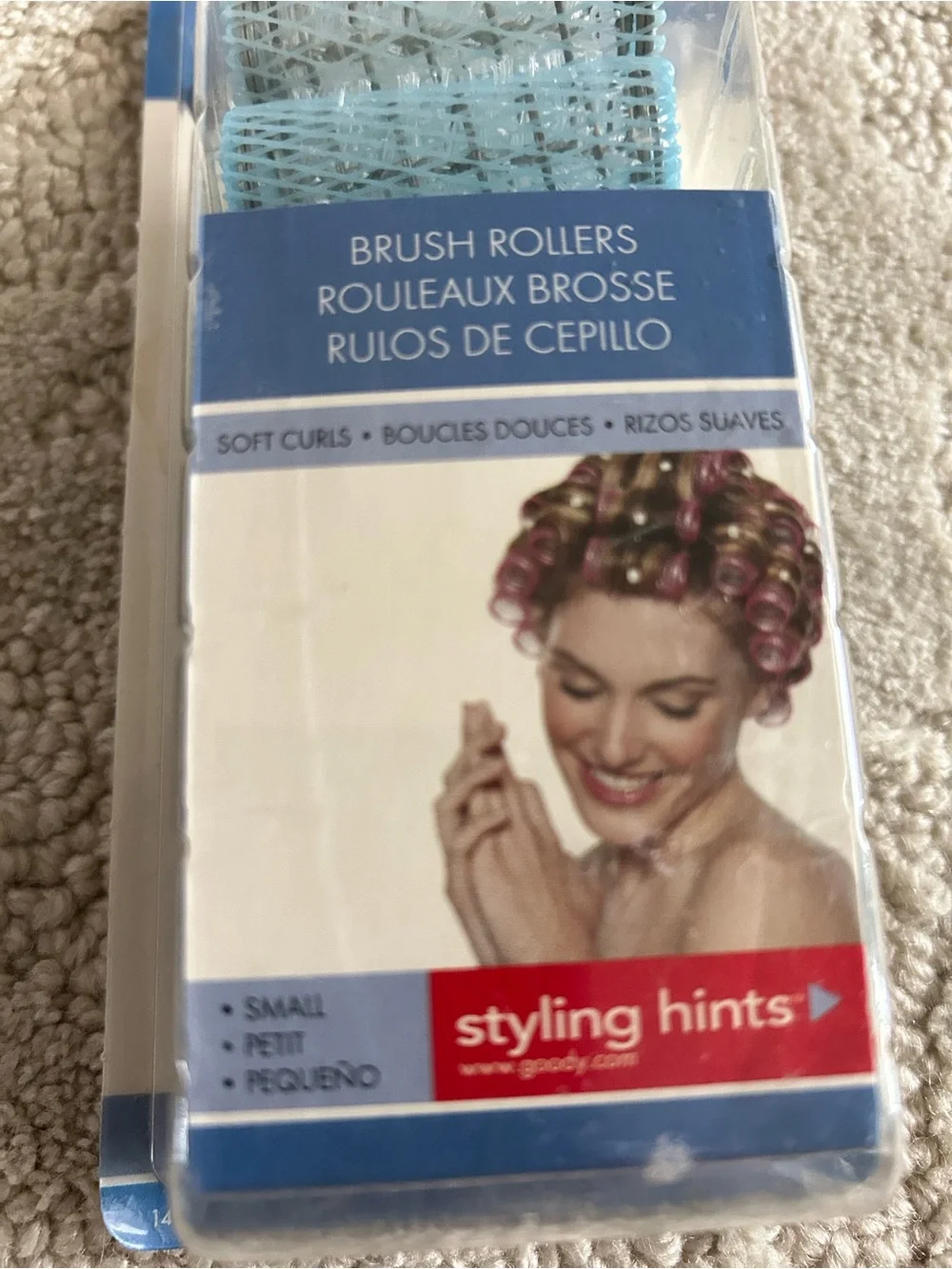 Vintage Goody Brush Rollers Full Soft Curls SMALL New with Pins Blue